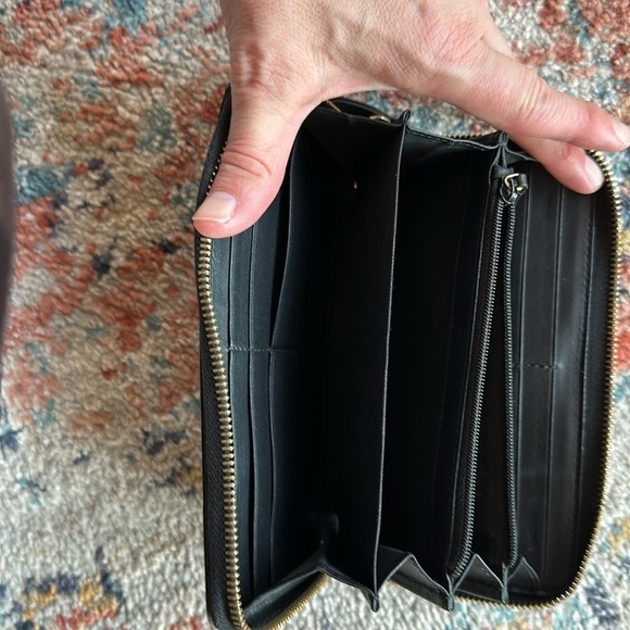 GUCCI Sherry Round Zippy Long Wallet Leather Black Red Authentic MWa0102 - Picture 2 of 9